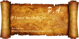 Pless Arikán névjegykártya